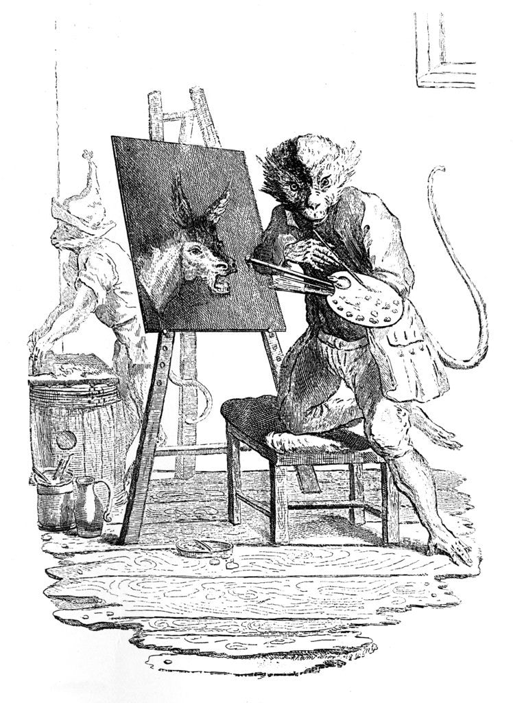 Detail of An Ape painting an Ass by George Bickham