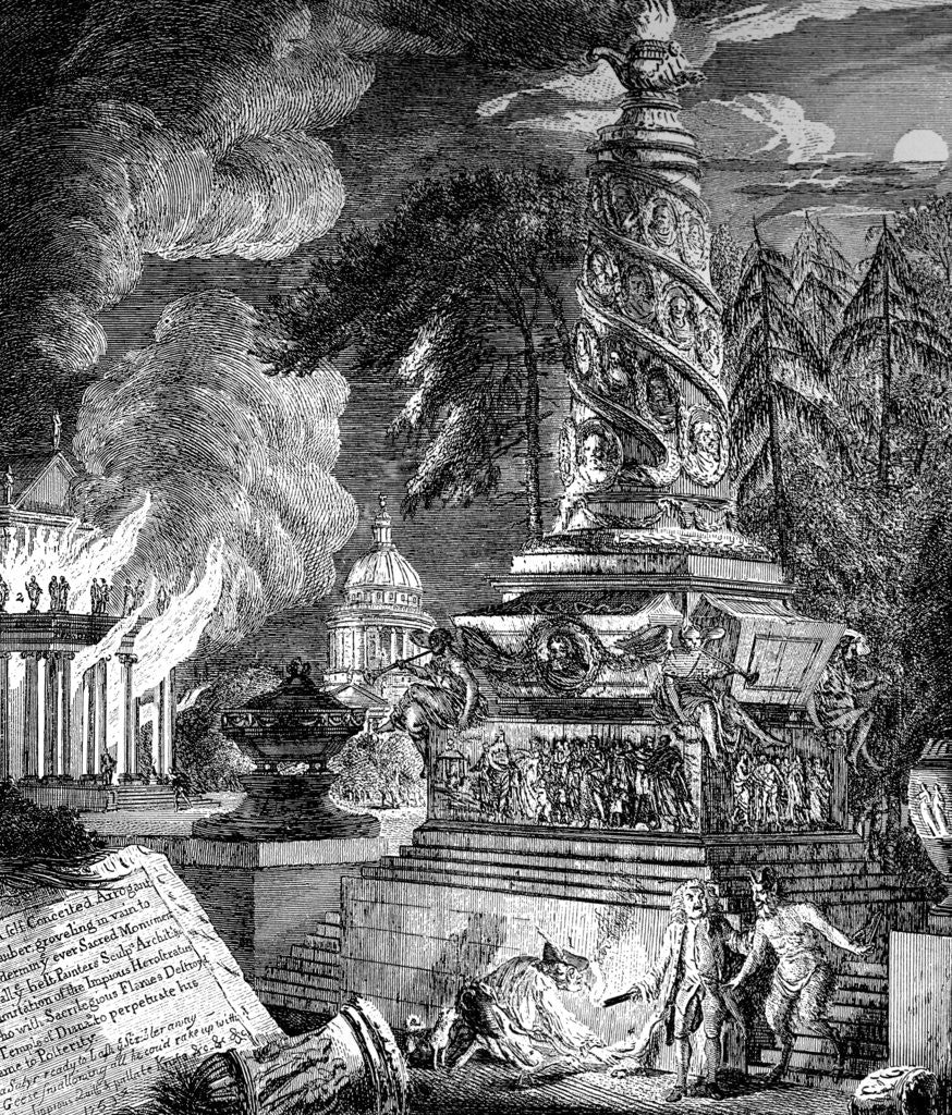 Detail of The burning of the Temple at Ephesus by Paul Sandby