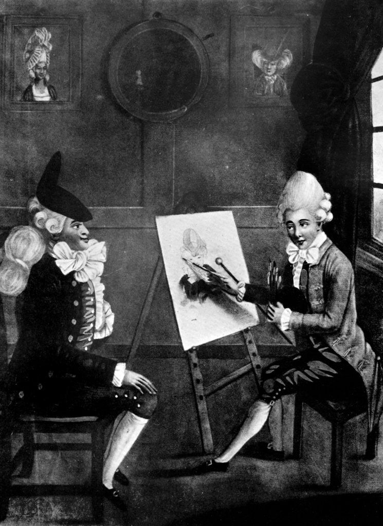 Detail of The Macaroni Painter, or Billy Dimple sitting for his picture by Robert Dighton