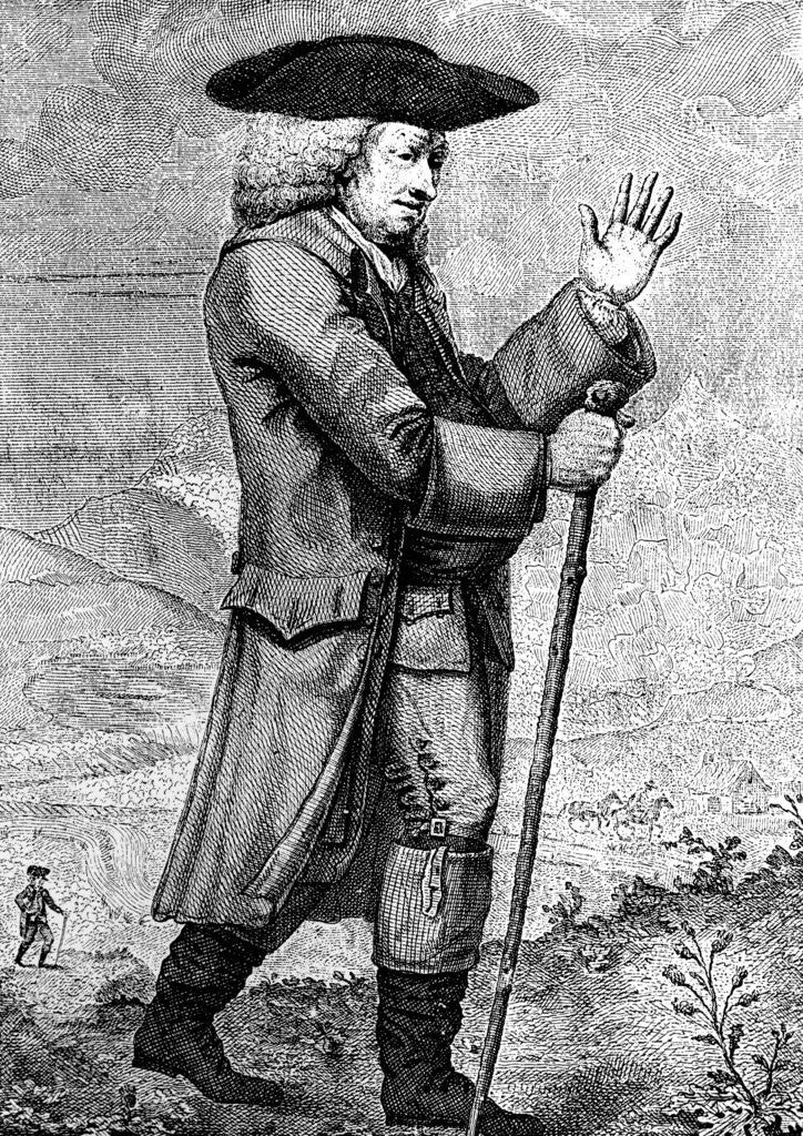 Detail of 'Dr Johnson in his travelling dress, as described in Boswell's Tour,' c1773 by Thomas Trotter