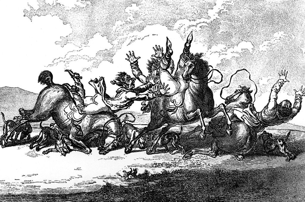 Detail of Hounds throwing off by Henry William Bunbury