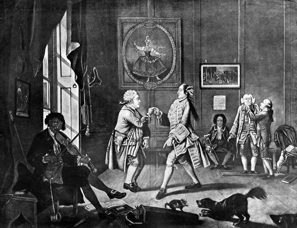 Detail of Grown Gentlemen Taught to Dance by B Clowes