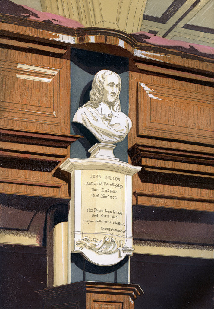 Detail of John Milton's monument, St Giles's Church, Cripplegate, London by Anonymous