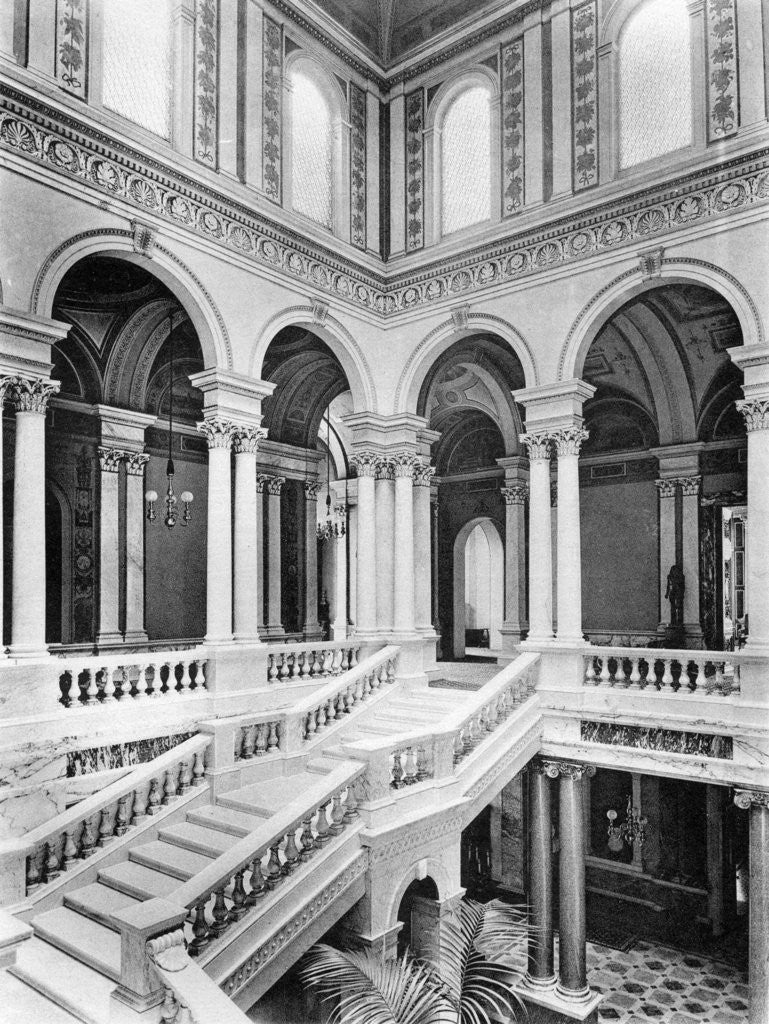 Detail of The grand staircase, Dorchester House by Bedford Lemere and Company