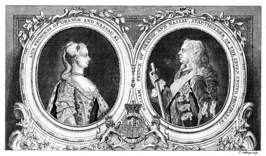 Detail of Ann, Princess of Orange and Nassau and William, Prince of Orange and Nassau by J Jeffreys
