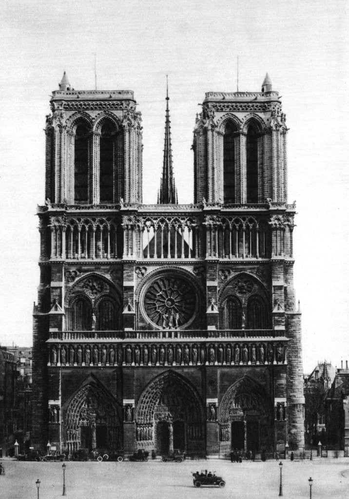 Detail of Front view of Notre Dame, Paris by Ernest Flammarion