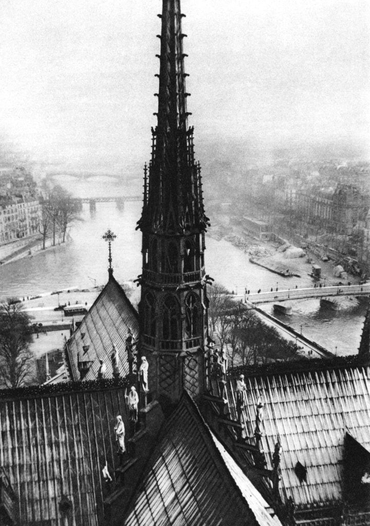 Detail of The spire of Notre Dame seen from the towers, Paris by Ernest Flammarion