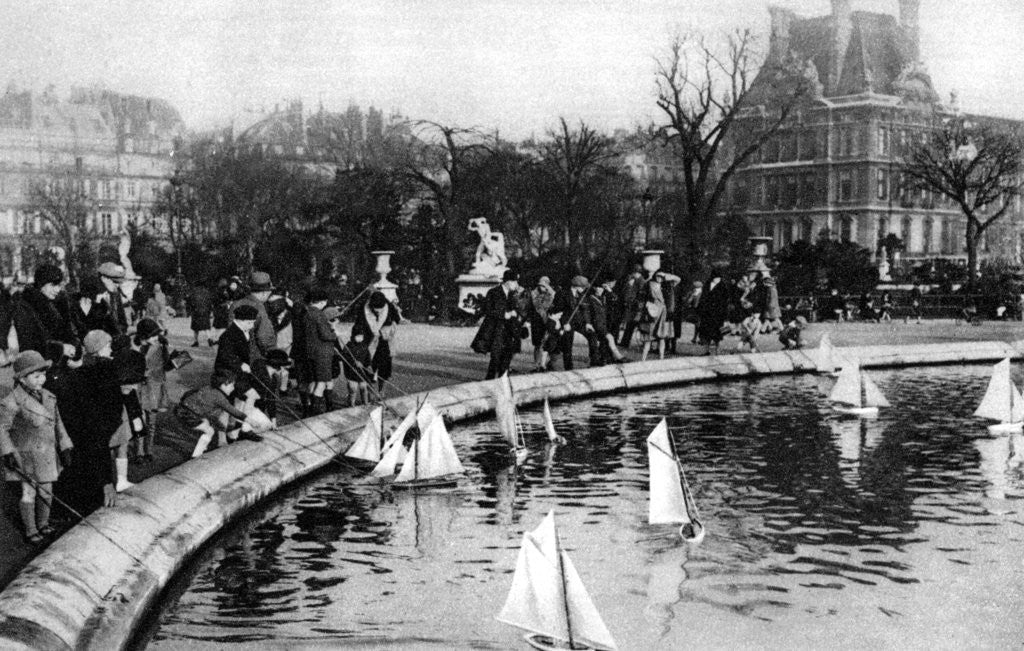 Detail of Toy boats at the Tuileries Gardens, Paris by Ernest Flammarion