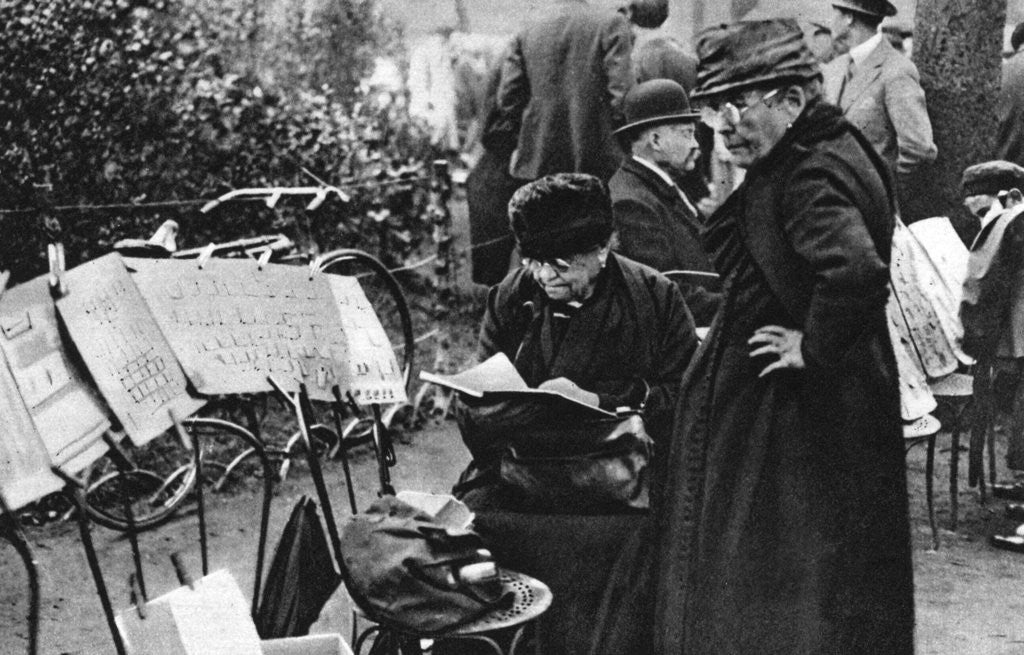 Detail of Stamp sellers in the Champs Elysees, Paris by Ernest Flammarion