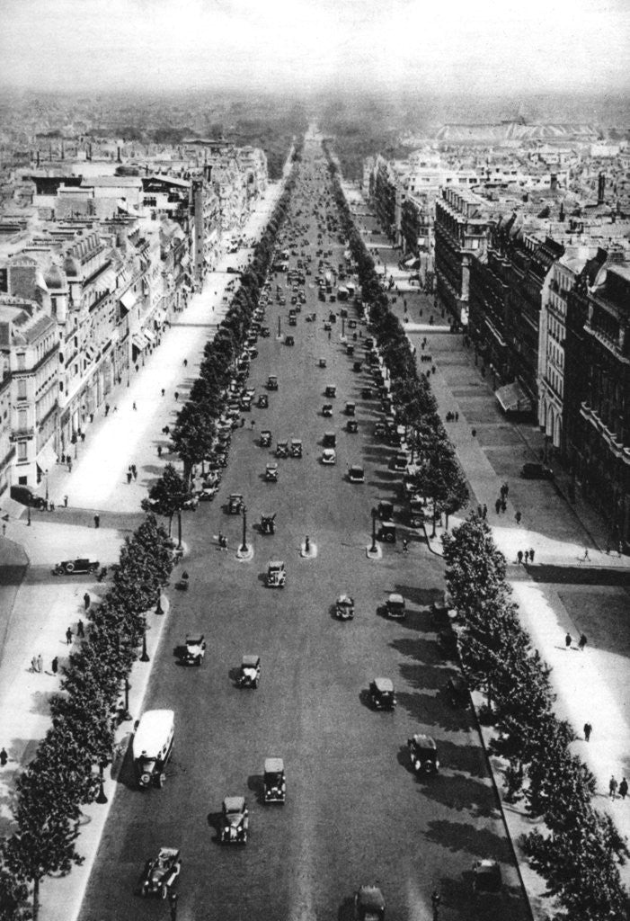 Detail of View of the Avenue des Champs Elysees, Paris by Ernest Flammarion