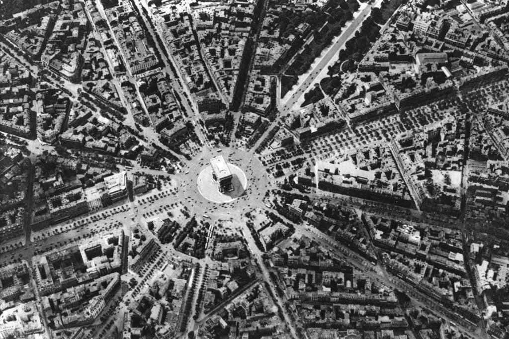 Detail of A bird's eye view of the Place de L'Etoile and the Arc de Triomphe, Paris by Ernest Flammarion