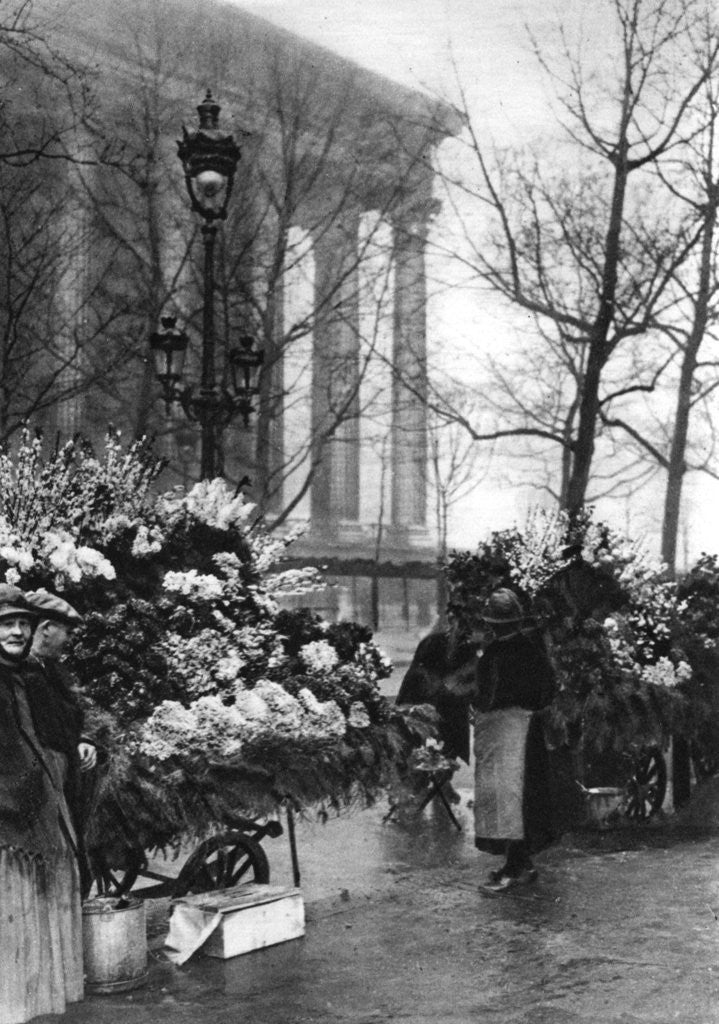 Detail of Flower market at the Madeleine, Paris by Ernest Flammarion