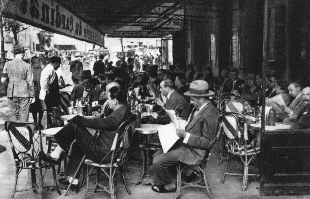 Detail of People at a pavement cafe, Paris by Ernest Flammarion