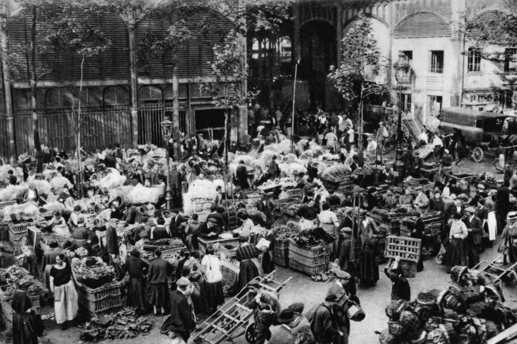 Detail of Outside the Central Market, Paris by Ernest Flammarion