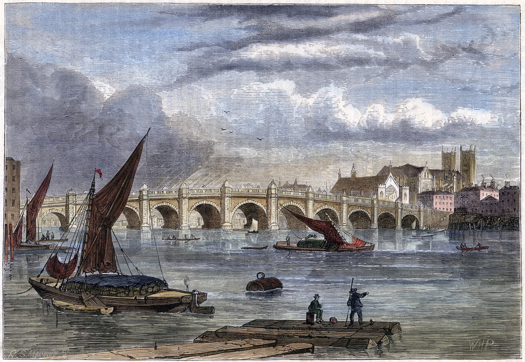 Detail of Old Westminster Bridge in 1754 by Anonymous