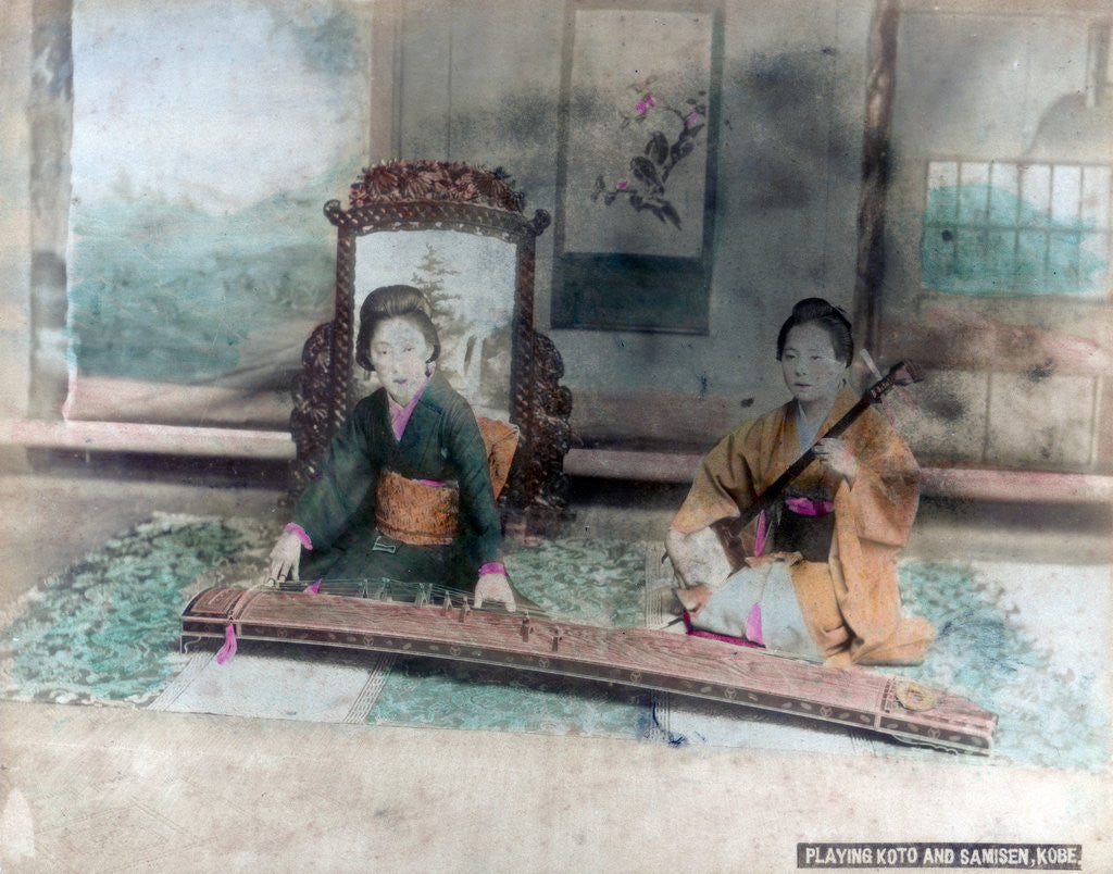 Detail of Japanese music: women playing Koto and Samisen, Kobe, Japan by Anonymous