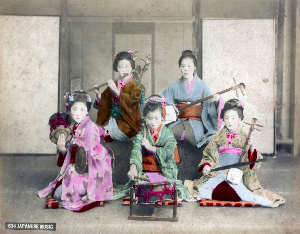 Detail of Japanese musicians by Anonymous