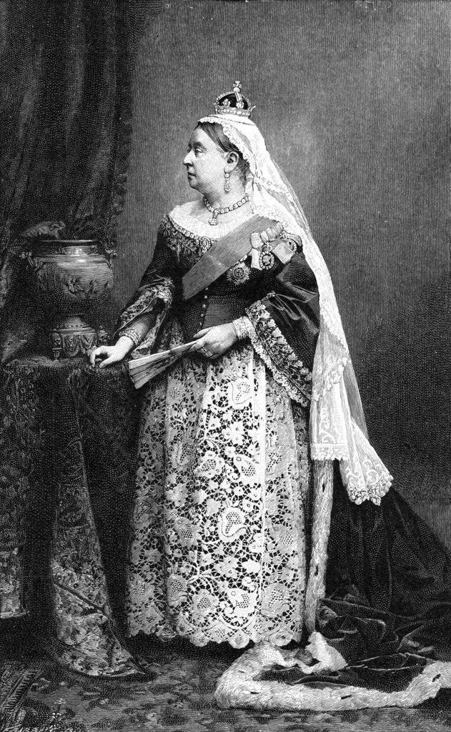 Detail of Queen Victoria in her state robes by Walery