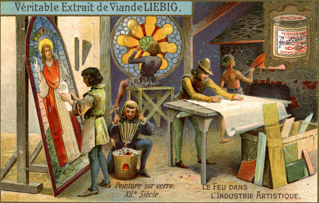 Detail of Painting on glass in the 12th century by Anonymous