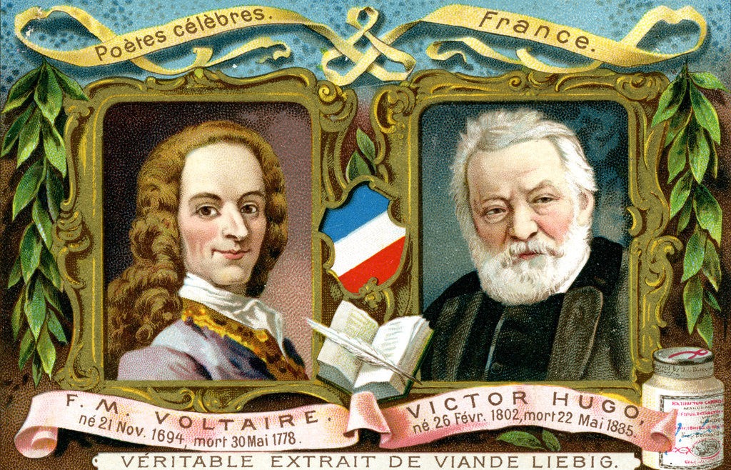 Detail of Voltaire and Victor Hugo by Anonymous