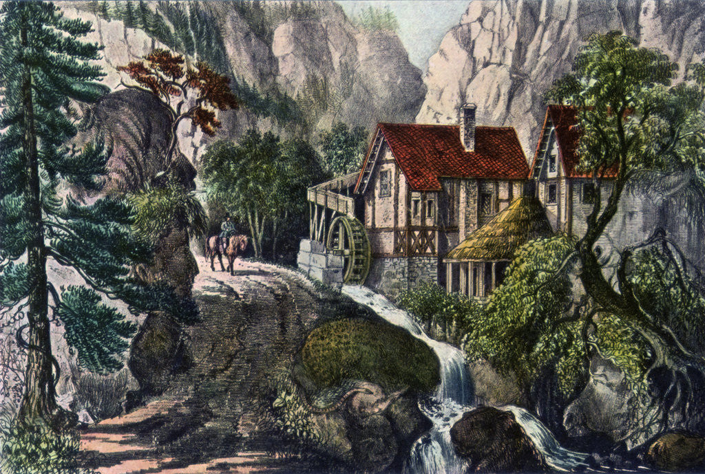 Detail of Old Swiss Mill by Currier and Ives