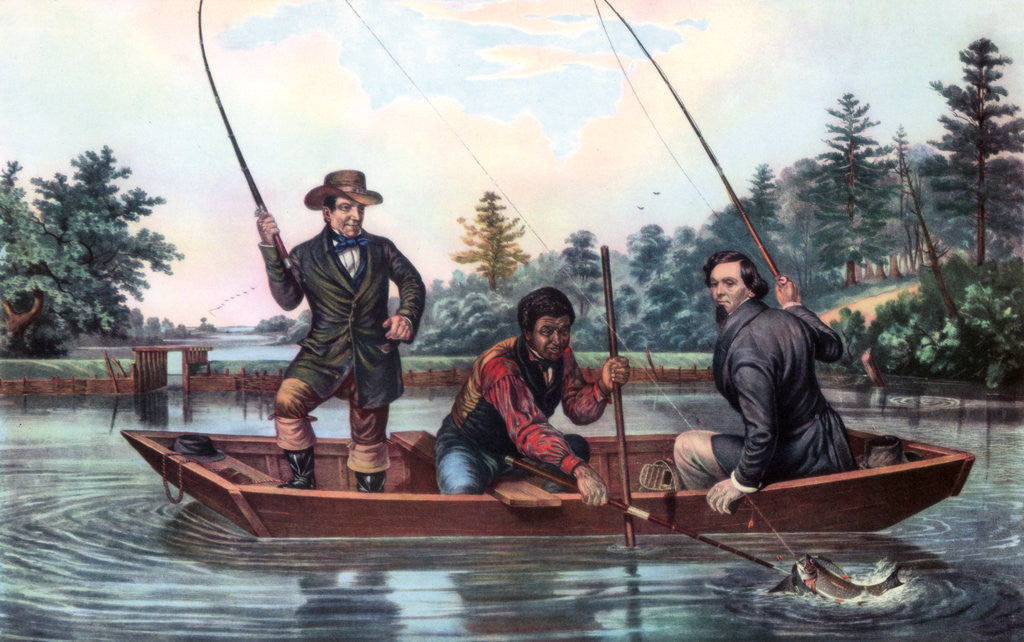 Detail of Catching a Trout by Currier and Ives