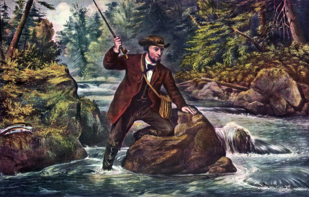 Detail of Brook Trout Fishing by Currier and Ives
