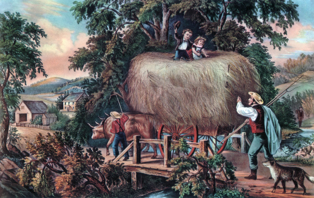 Detail of Haying Time, The Last Load by Currier and Ives