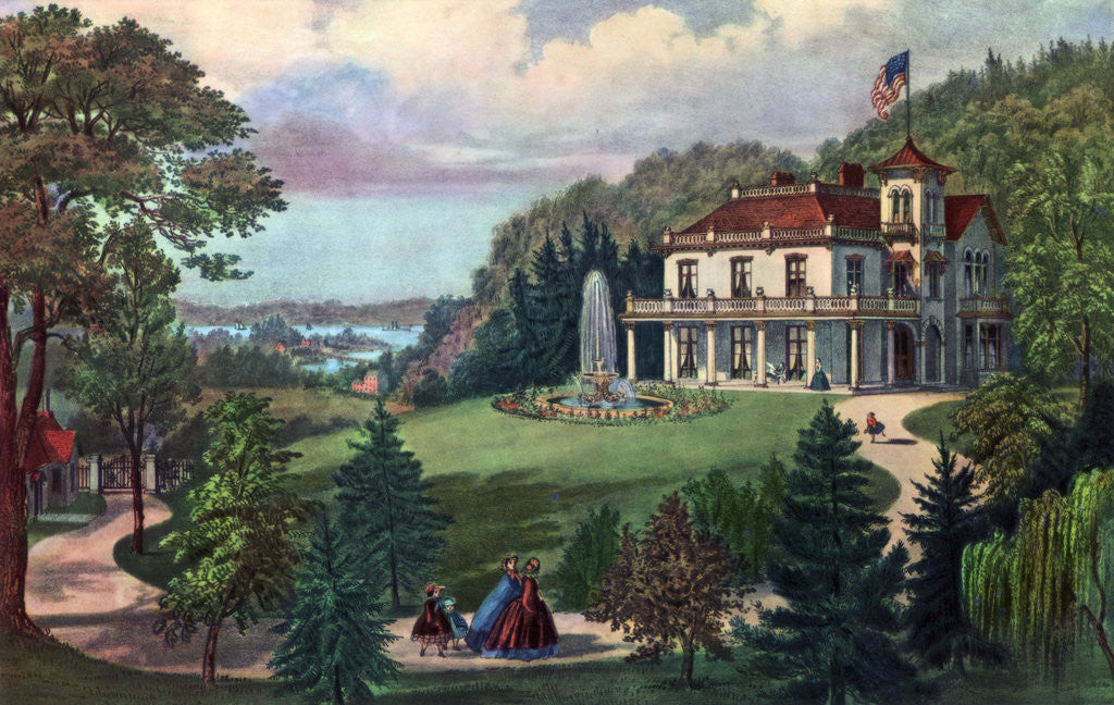 Detail of Life in the Country, Evening by Currier and Ives