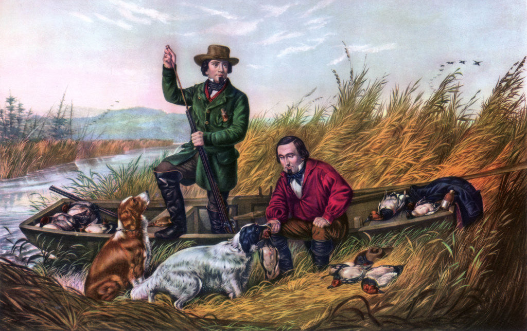 Detail of Wild Duck Shooting by Currier and Ives