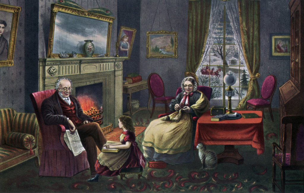 Detail of The Season of Rest, Old Age by Currier and Ives