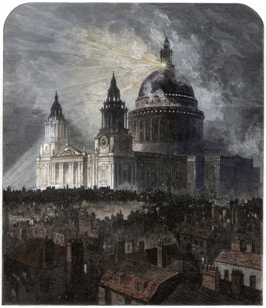 Detail of St Paul's Cathedral on Thanksgiving Day by Anonymous