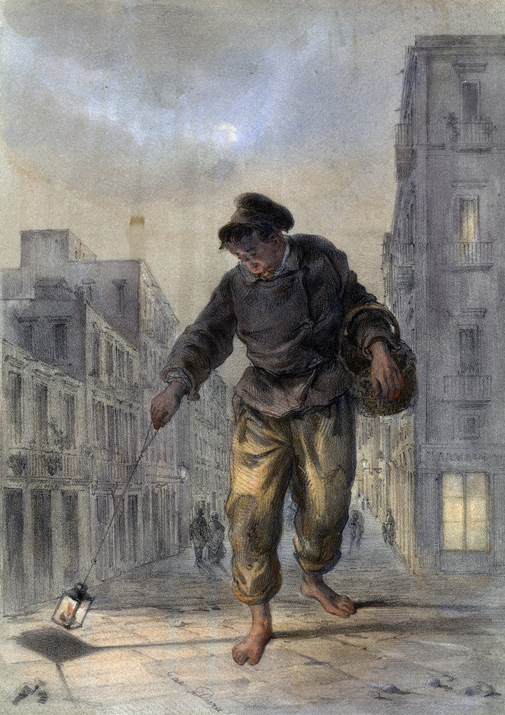 Detail of Man with a lamp by Anonymous