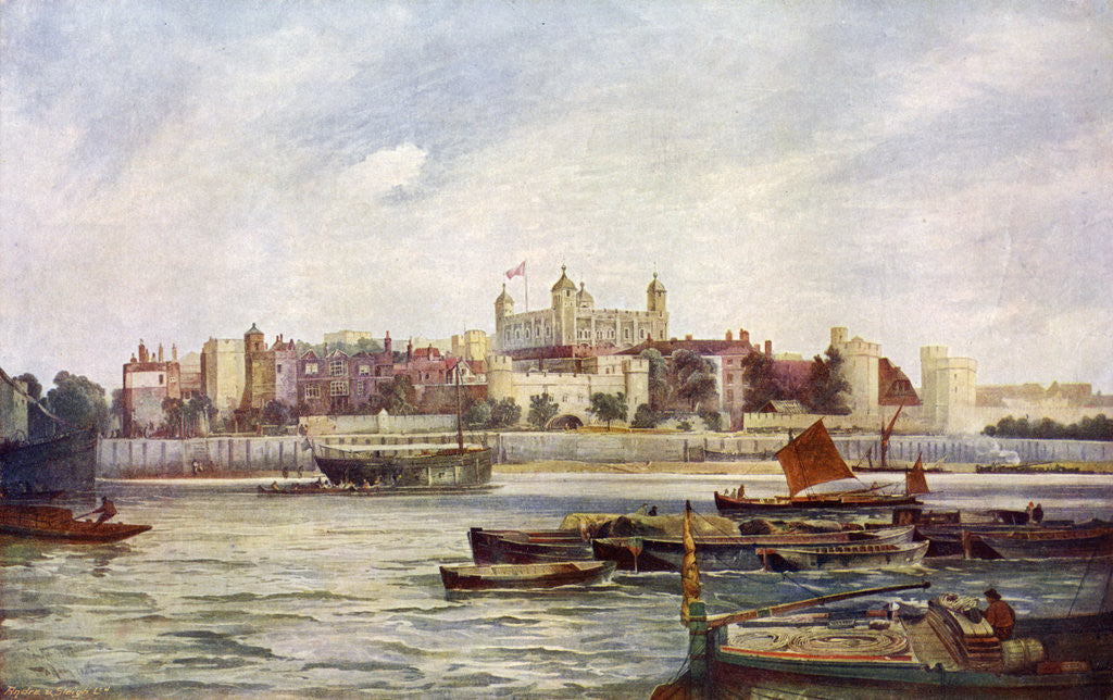 Detail of The Tower of London from across the Thames by Andre & Sleigh