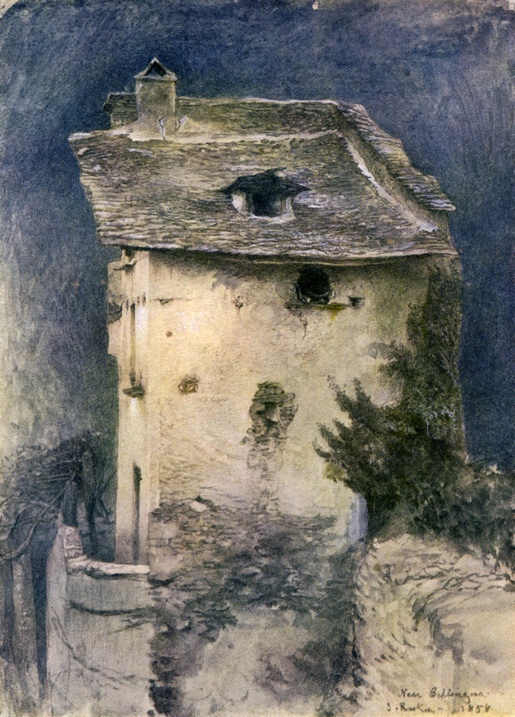 Detail of A dilapidated cottage by John Ruskin