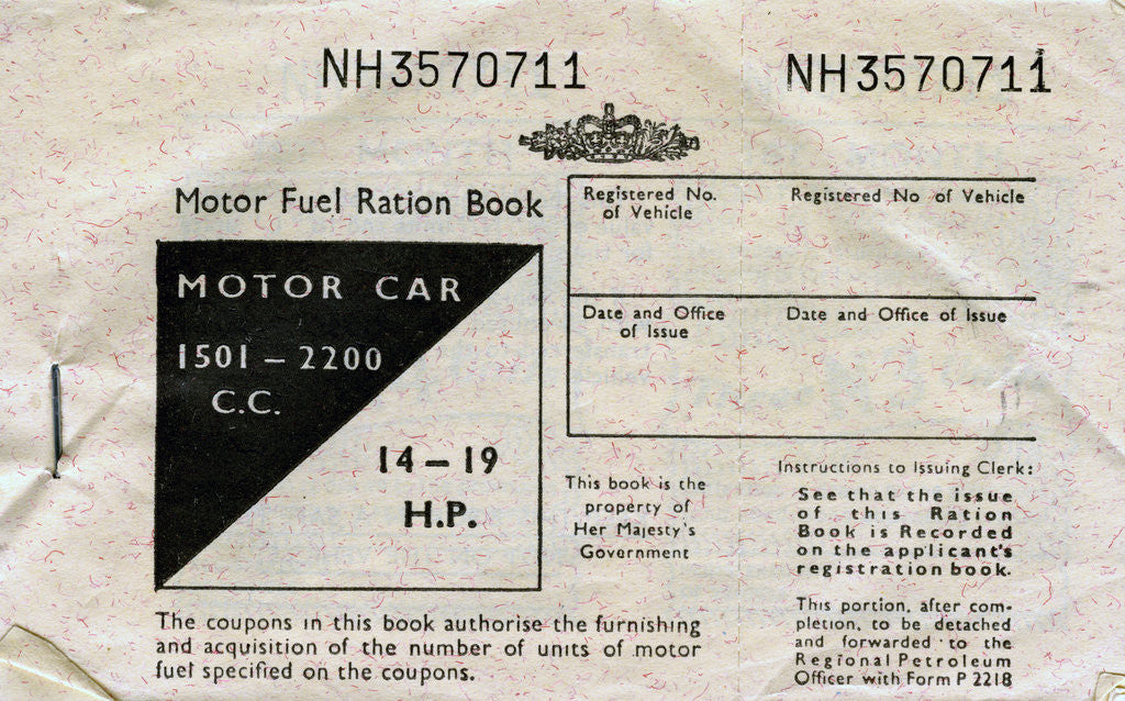 Detail of Motor fuel ration book by Anonymous