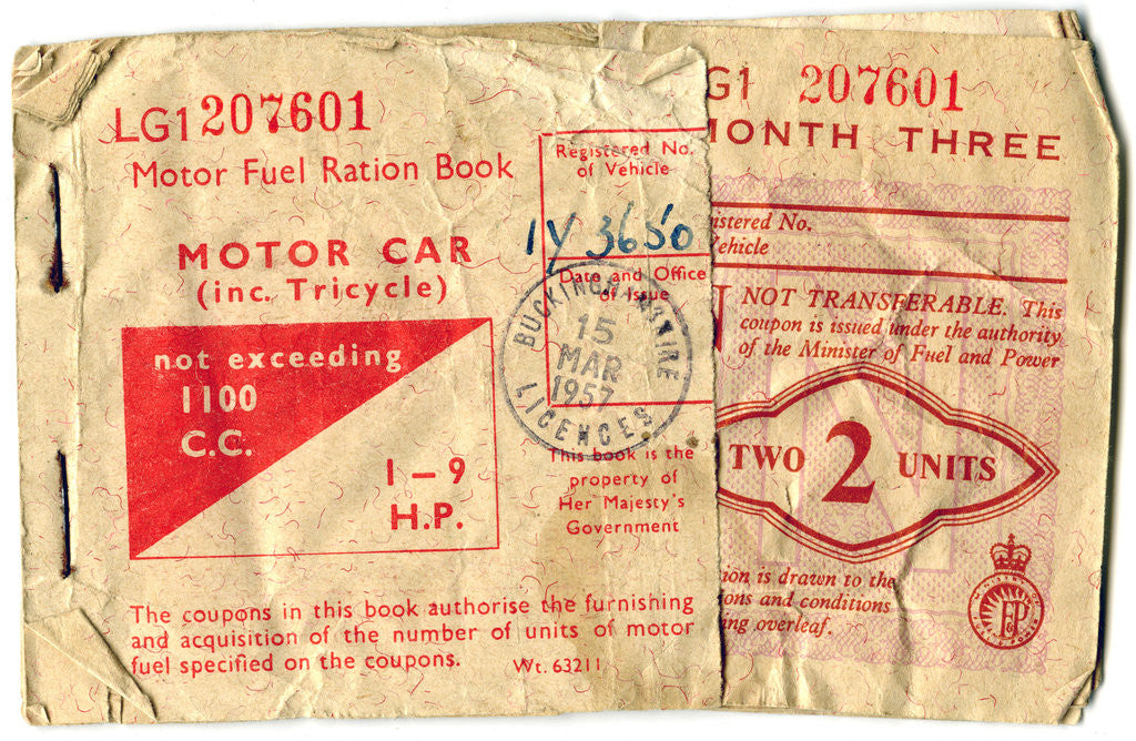 Detail of Motor fuel ration book by Anonymous