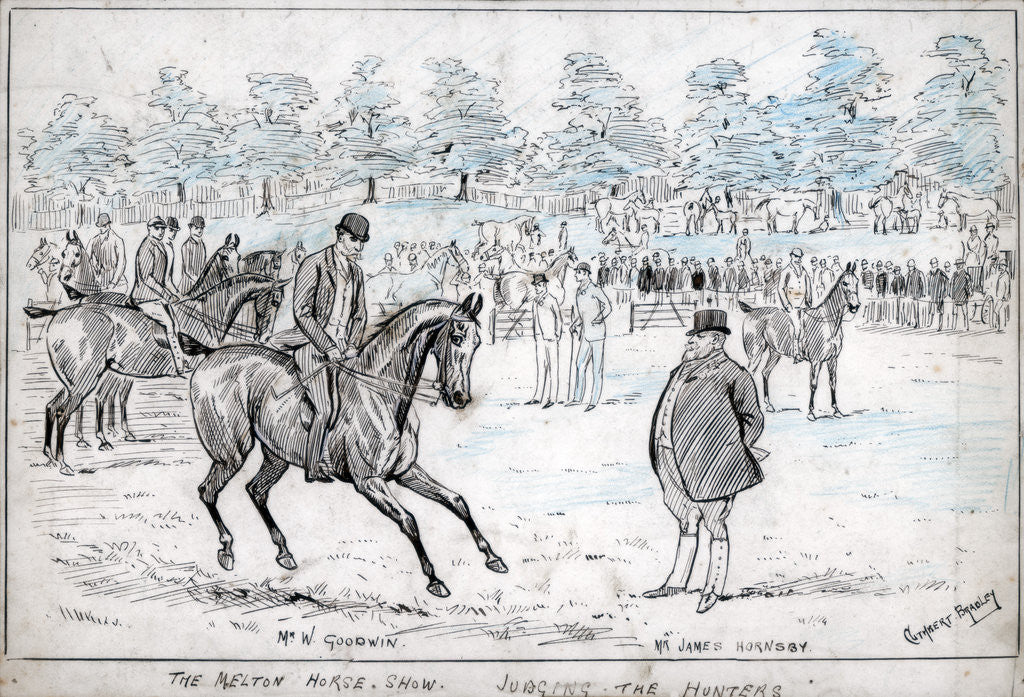 Detail of The Melton horse show, judging the hunters by Cuthbert Bradley