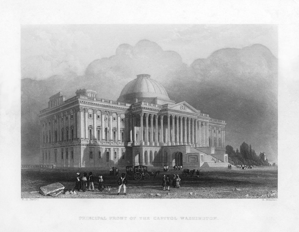 Detail of Principal front of the Capitol, Washington by R Brandard