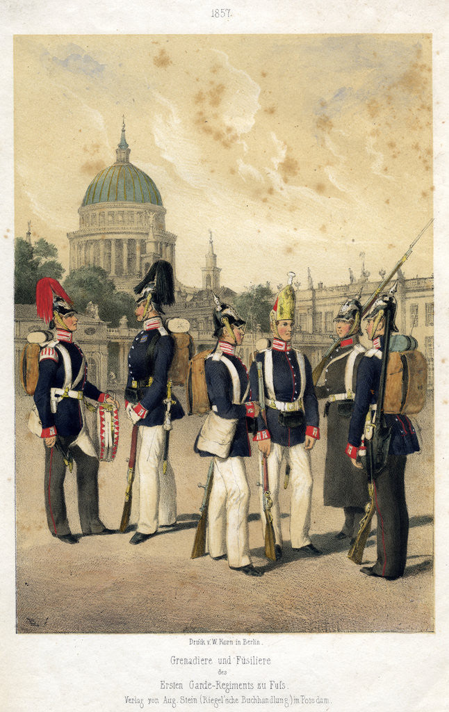Detail of Grenadiers and fusiliers of the Prussian army by W Korn