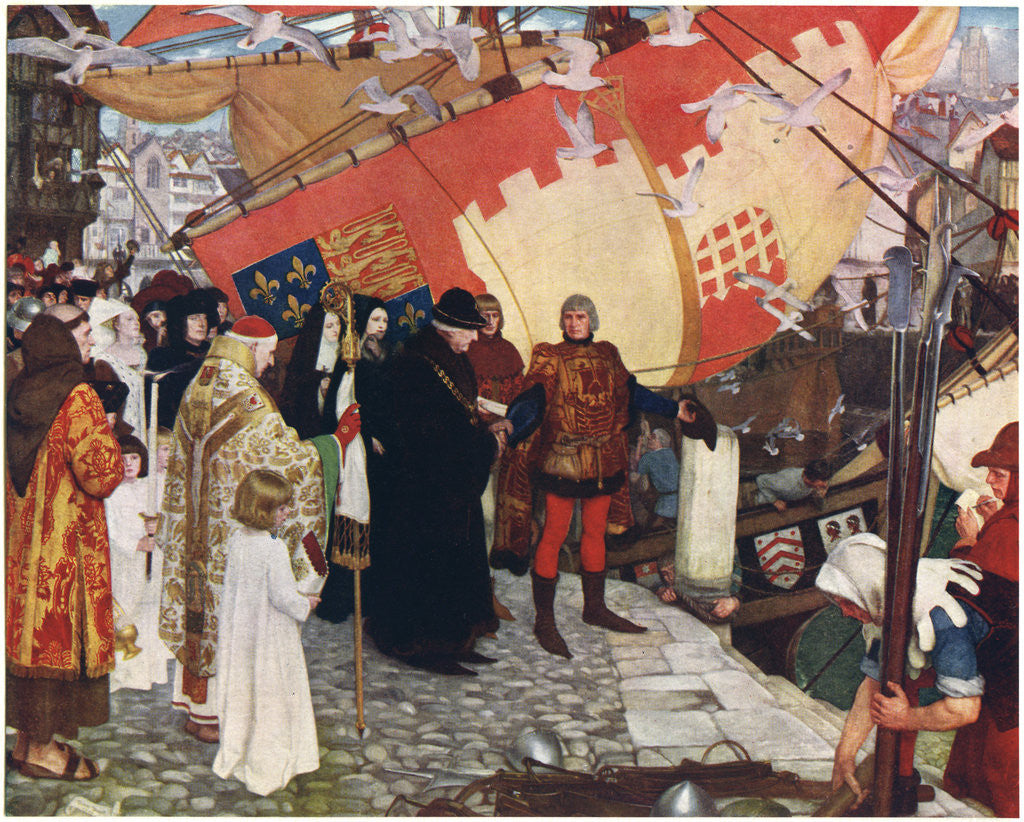 Detail of The Departure of John and Sebastian Cabot from Bristol in 1497 by Ernest Board