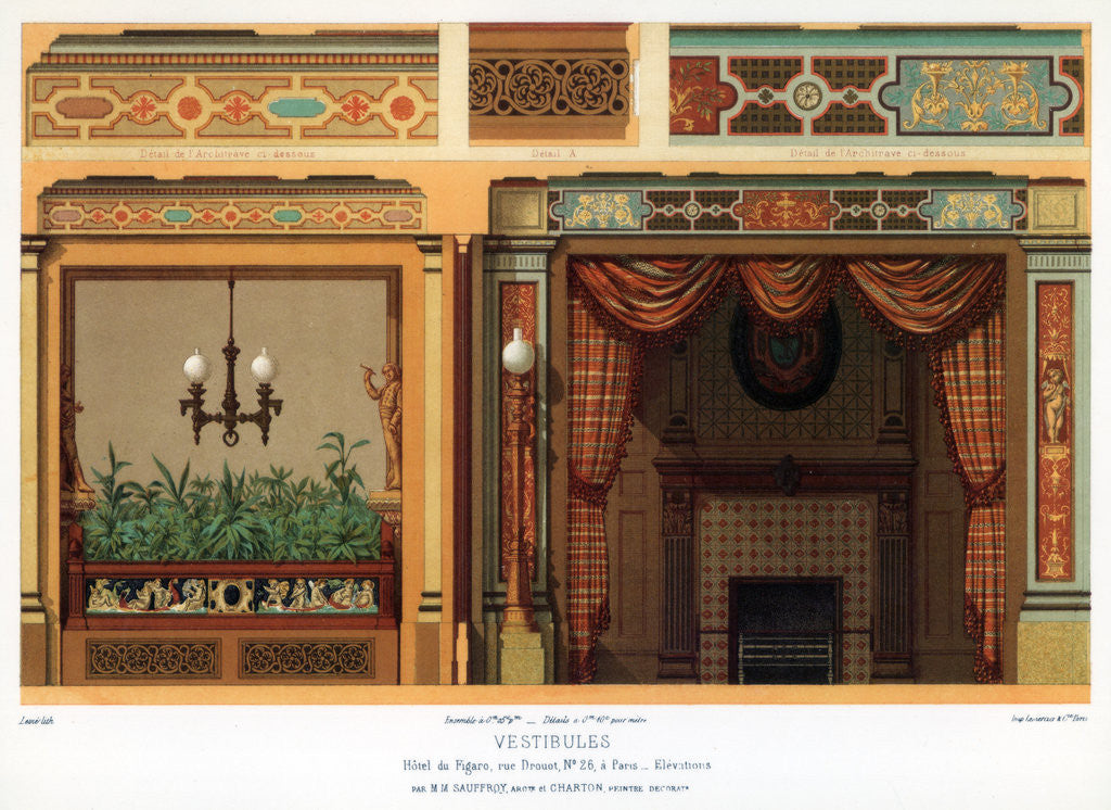 Detail of The vestibule of the Hotel du Figaro, Paris, France by G Sanier