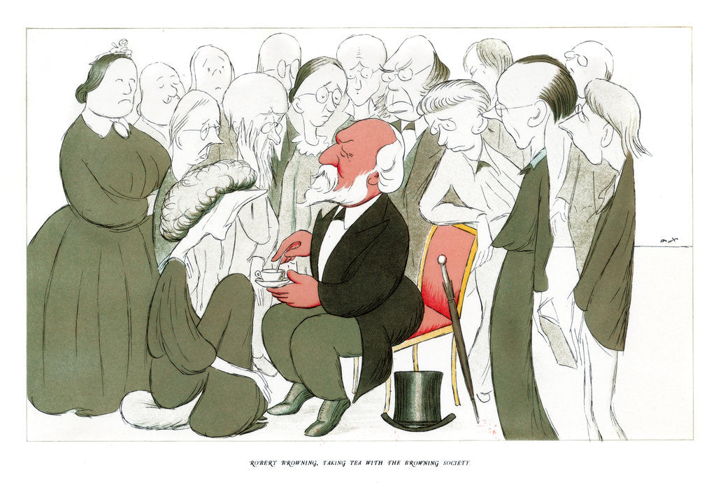 Detail of Robert Browning, Taking Tea with the Browning Society by Max Beerbohm