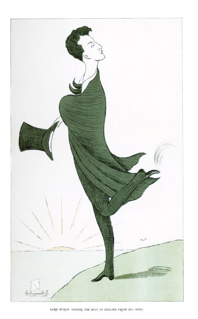Detail of Lord Byron, Shaking the Dust of England from his Shoes by Max Beerbohm