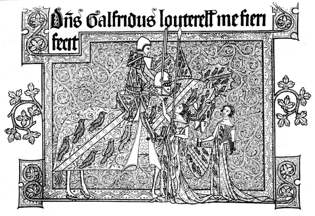 Detail of Sir Geoffrey Luttrell, his wife, and daughter-in-law by Anonymous