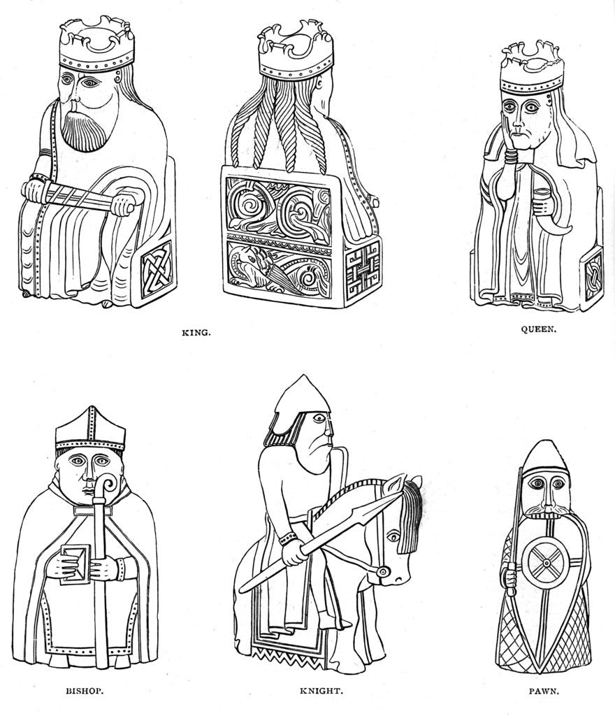 Detail of Bone chessmen of Scandinavian design by Anonymous