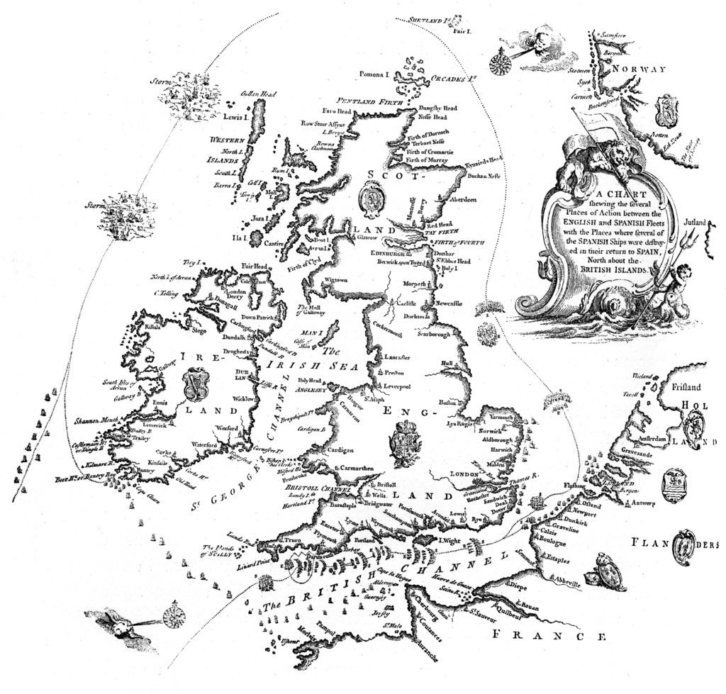 Detail of Chart of the Spanish Armada's course by Anonymous