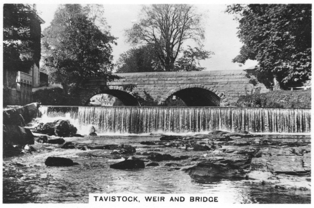 Detail of Tavistock, weir and bridge by Anonymous