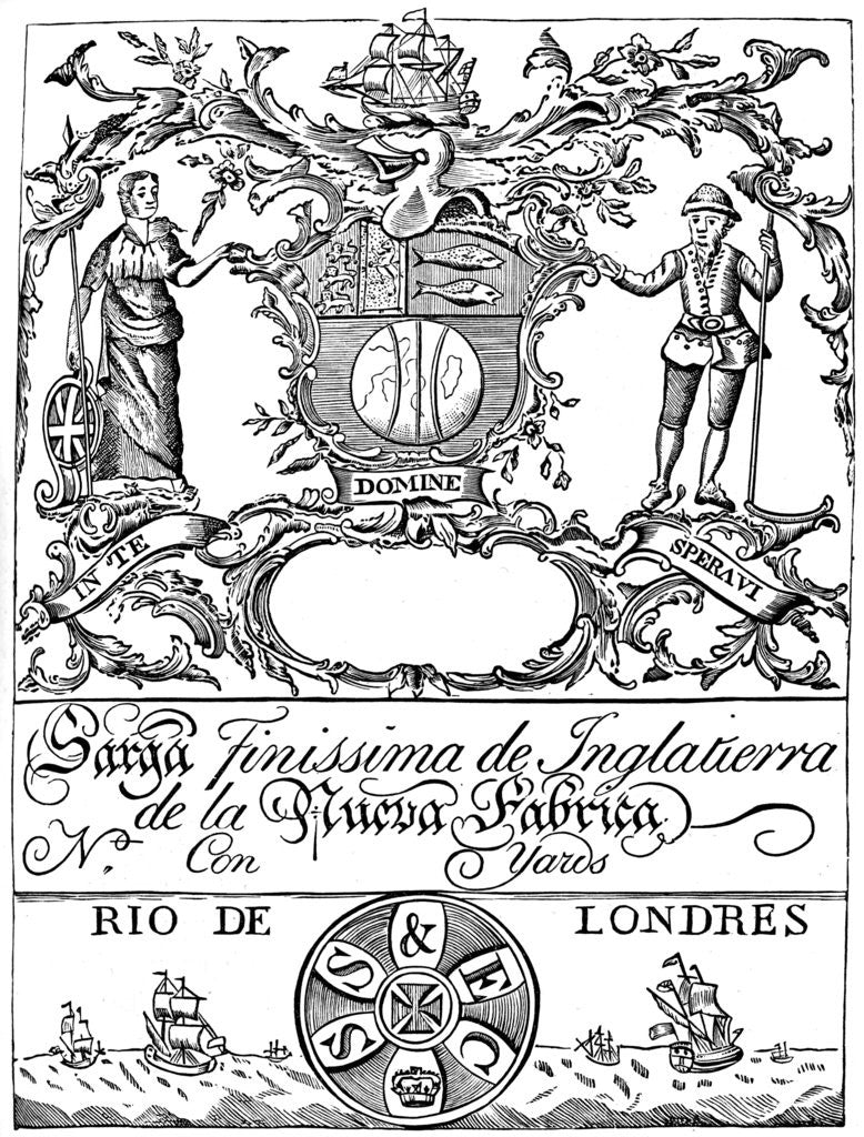 Detail of Trade label of the South Sea Company by Anonymous