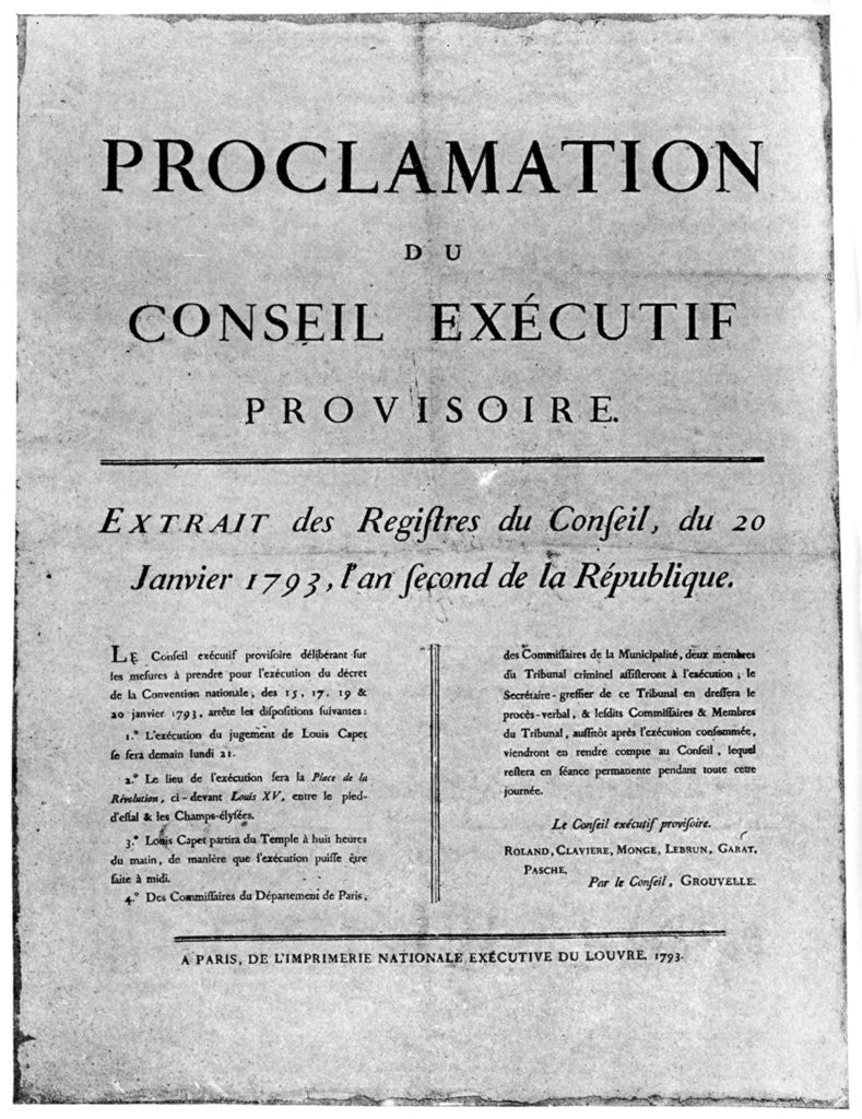 Detail of Proclamation of the order for the execution of Louis XVI of France by Anonymous